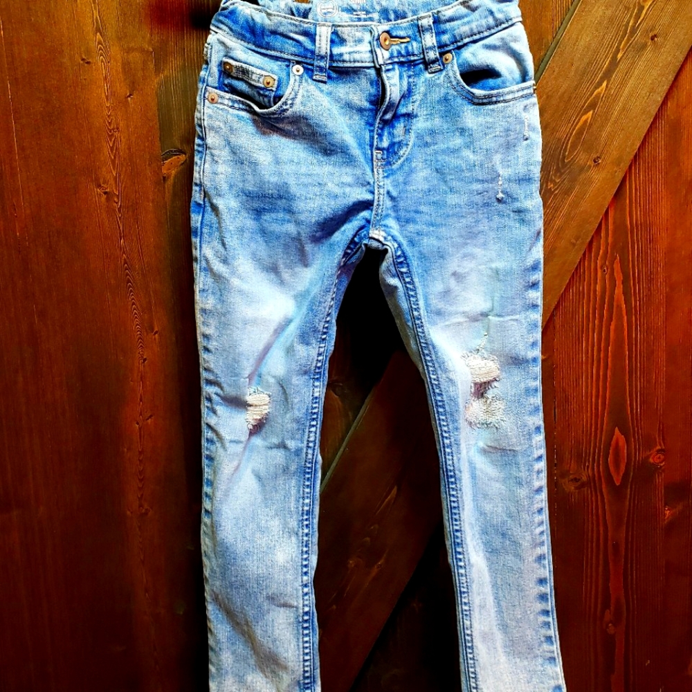 Boys Wonder Nation rip blue jeans, adjustable waist, size 7 slim